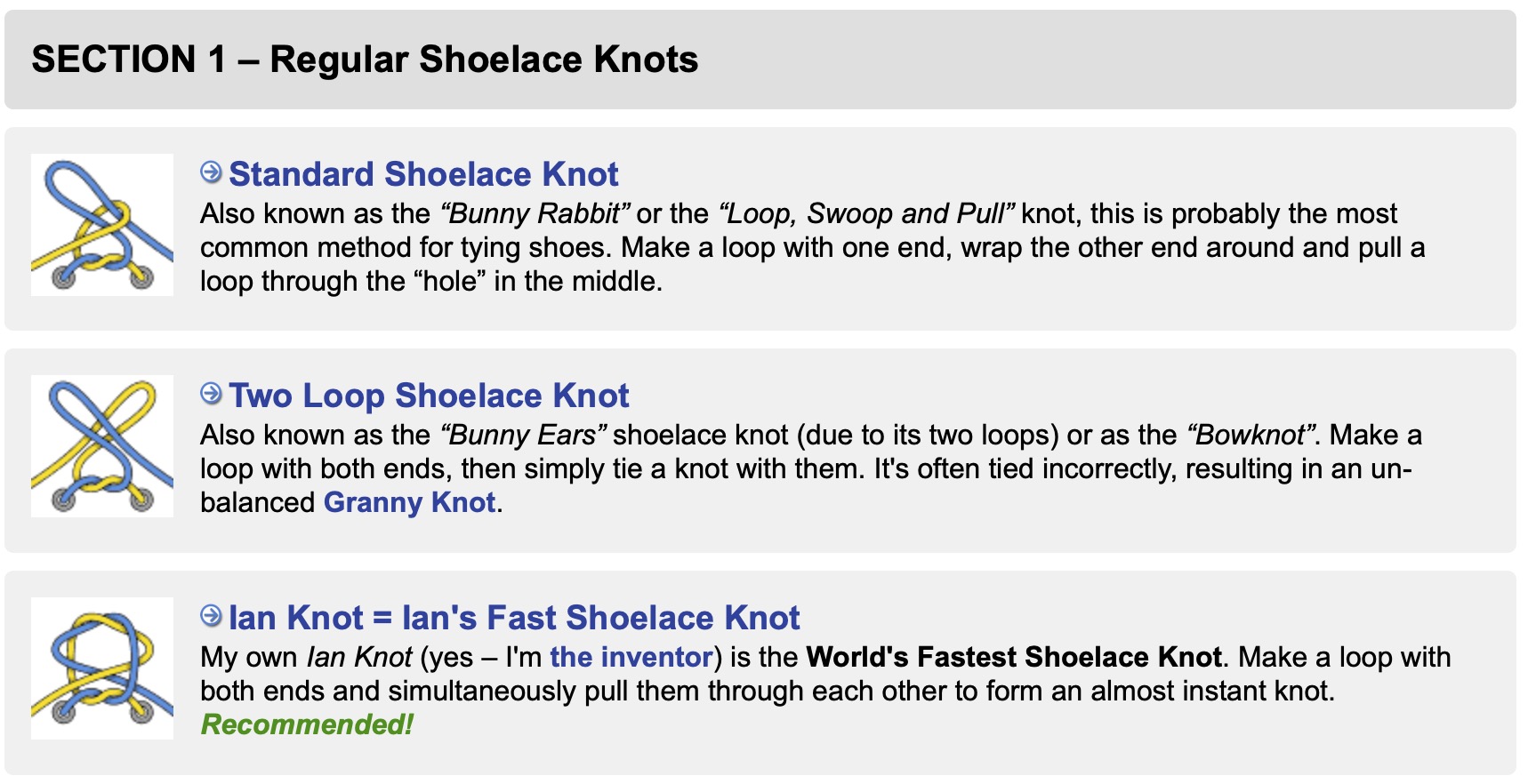 world's fastest shoelace knot